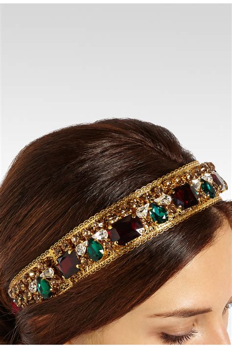 dolce gabbana gold headpiece|Logo headband in gold .